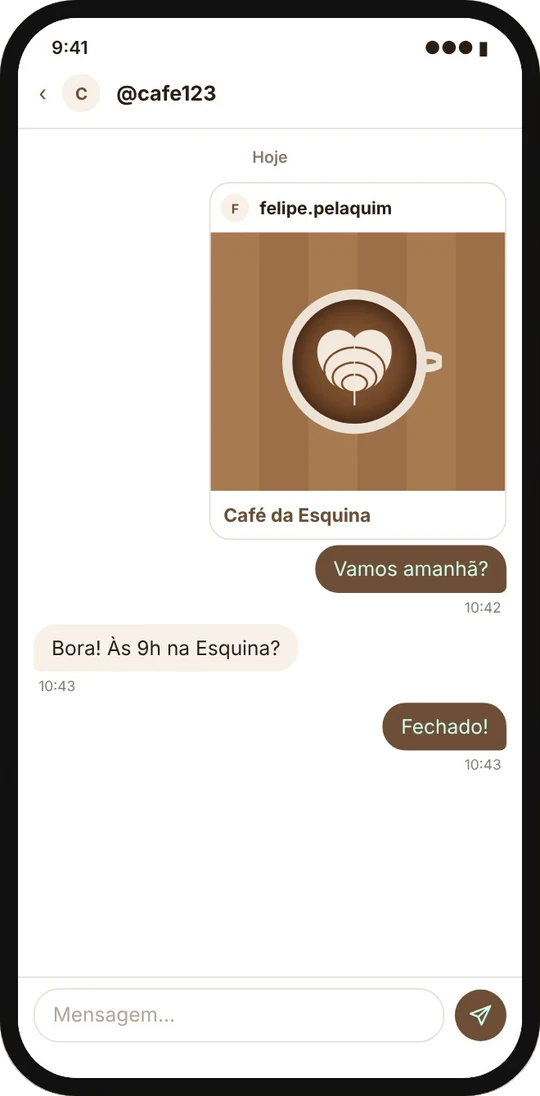 Conversa entre amigos combinando um café
